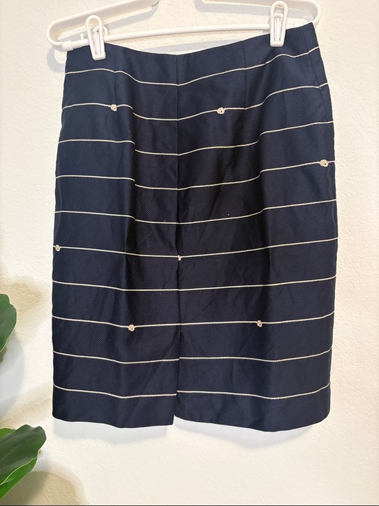 The Limited Navy Pencil Skirt with nautical knot Stripes and gold Zippers 6 - Picture 6 of 7